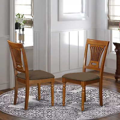 Set Of 6 Plainville Fabric Upholstered Kitchen Dining Chairs In Saddle Brown • $510