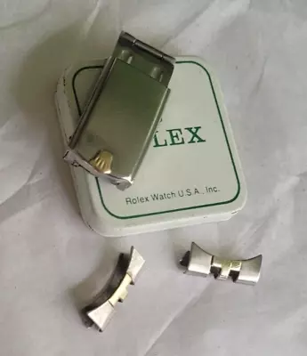 Vintage Rolex USA 14k And Steel  Jubilee Oval LinkSet Of 20 Mm Ends And Buckle • $499