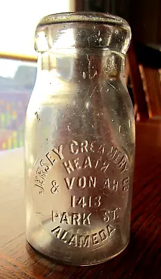 1890's HEATH & VON AH Alameda CALIFORNIA Dairy 1/2 PINT Milk Bottle PURPLE GLASS • $13.50