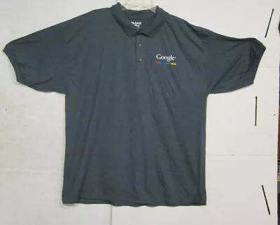 Gildan Dry Blend Mens Grey Casual Button Up Polo Shirt W/ Google Logo 2XL • $9.95