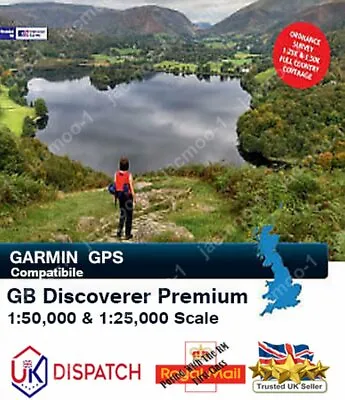 £39.99 • Buy TOPO GREAT.BRITAIN PREMIUM OS MAPS FOR.Garmin HANDHELD GPS.UNITS 1:25k 1:50k