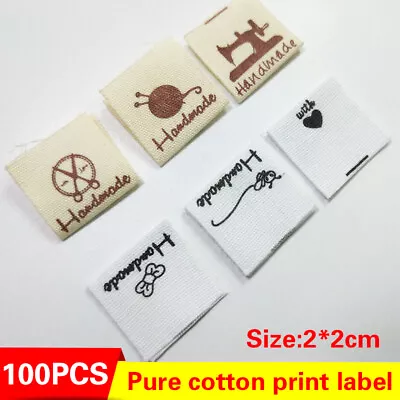 $2.53 • Buy 100pcs Personalised Clothing Garment Label Craft Sew In Handmade Tags 20mmx40mm