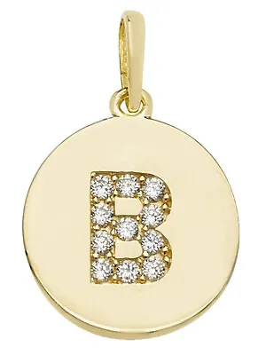 9ct Gold  Initial Pendants Cubic Zirconia Cz Letters Name Chain Box Gift Box • £59.99