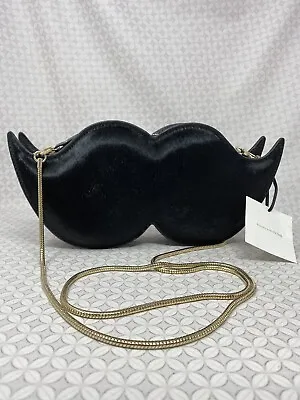 Kate Spade Mustache Make Magic Black Purse Crossbody Bag Small Novelty Clutch • $225
