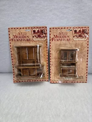 Vintage Lot Of 2 Mini Wooden Furniture Hutch Sets New Old Stock  • $10