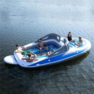 New Trending Inflatable Floating Water Row Bed Island 6 Person Pirate Pool Rafts • $735.08