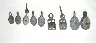Lot Of 9 Vintage Miniature Small Steel Pulleys Rope Rigging • $17.99