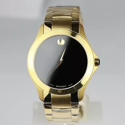 Movado Masino Gold Black Dial Men's Watch - 607034 • $521.25