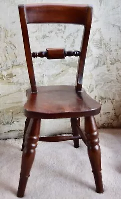 Vintage Dark Stained Wood Doll Chair #8257 • $15