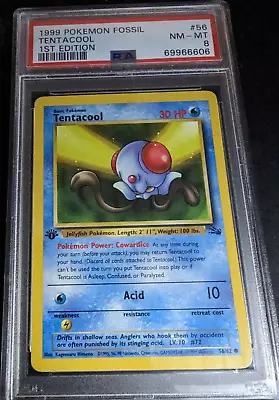 $19.75 • Buy 1999 Pokemon Fossil 1st Edition Tentacool PSA 8 NM 56/62