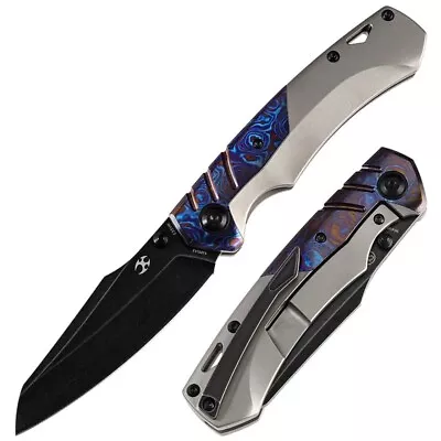 Kansept Knives Weim Folding Knife 3.25  CPM S35VN Steel Blade Titanium/Timascus • $319.19