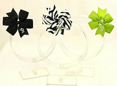 3 Personalized Hairbows Lot Girls Monogram Black Apple Green Zebra Initial B • $9.99