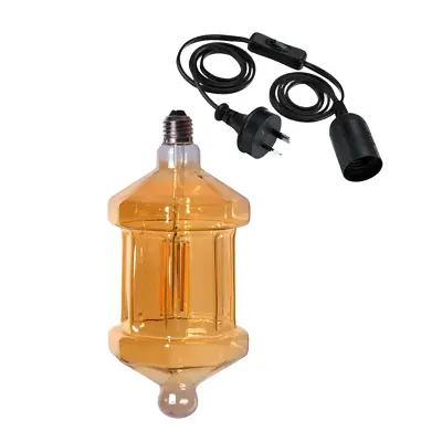 $84.99 • Buy Hexagonal Edison LED Light Globe & Power Cord Plug In 1.8m E27 4 Watt Bulb 27cm