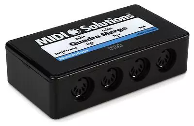 MIDI Solutions MultiVoltage Quadra Merge 4-in 2-out MIDI Merge Box • $129