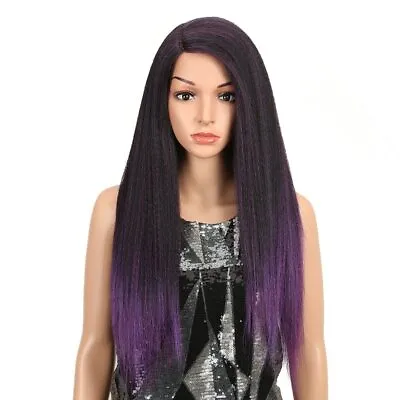 28 Inch Long Ombre Yaki Straight Synthetic Wigs Lace Front Wig • $44.99