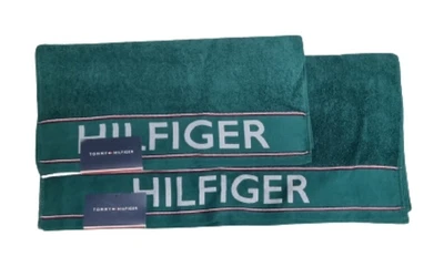£27.95 • Buy Tommy Hilfiger Home Set Of Two Towels Green A9 Bath Sheet Gift GENUINE NEW TAGS