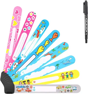 Vicloon Safety Wristband Bracelets 8 Pcs Child Kids ID Bracelet With Pen For ID • £7.29