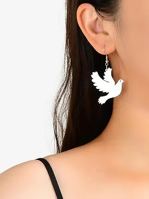 $2.99 • Buy Women Jewellery Big White Bird Pigeon Dove Drop Dangle Earrings Accessories Gift