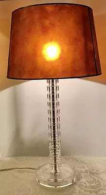 Vintage MCM Style  Clear Lucite Stacked DiscsTable Lamp  Regency 25” Retro  • $69.28