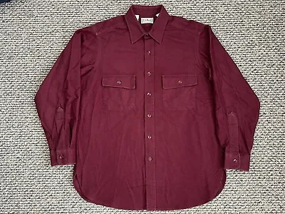 $34.95 • Buy Vintage LL Bean Flannel Shirt Men’s L Red Chamois Cloth Button Up Pocket USA