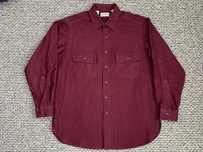$34.95 • Buy Vintage LL Bean Flannel Shirt Men’s L Red Chamois Cloth Button Up Pocket USA