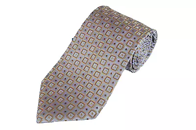 XMI Men's Tie Metallic Lilac & Brown Geometric Woven Silk Necktie 61 X 3.5 In. • $24.99