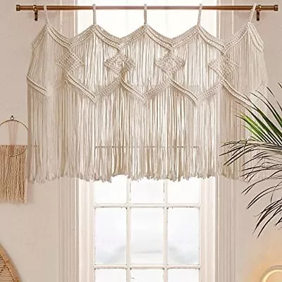 Macrame Valance For Curtain 43  Wx27 L Window Kitchen Living Boho Home Room D... • $38.62