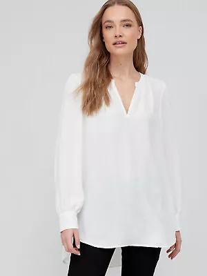 Womens Longline Tunic Top Cream  UK 10  • £18.04