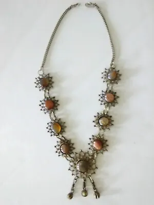 Jewelry Necklace Vintage Baltic Amber Beads Brass Medallions Artisan Handcrafted • $55