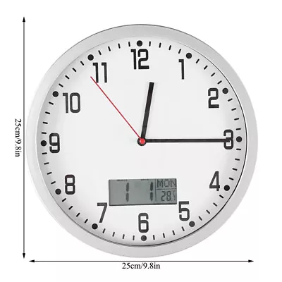 Wall Clock With Date And Week Temperature Non Ticking Large Digital Modern LCD • $31.49