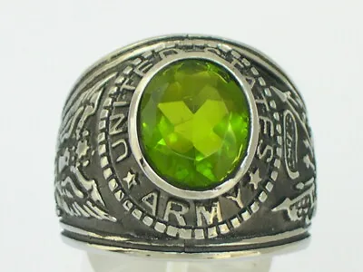 Stainless Steel United States Army Military August Peridot Men Ring Size 12 • $29.99