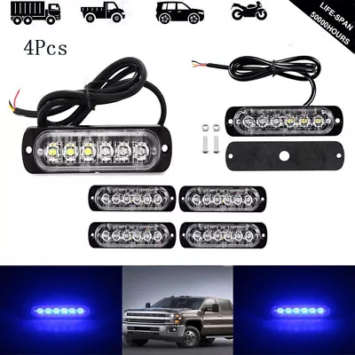 4x 18W 6LED 18W Led Beacon Flash Strobe Dash Light Bar Blue • $48.99