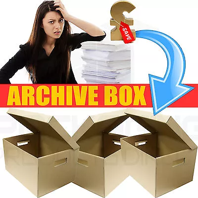 £93.82 • Buy Large Archive Storage Boxes & Lids Strong Cardboard Handles 5 10 20 50 Removal