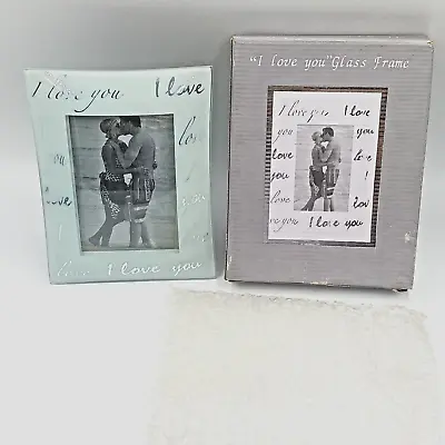 I Love You Picture Frame 7 1/2  X  5 1/2  Fits Picture 5  X 3 1/2  Curved Glass • $20.39