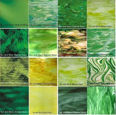 Green Stained Glass Sheets - Available In Variety Green Colors (8x10) • $18.98