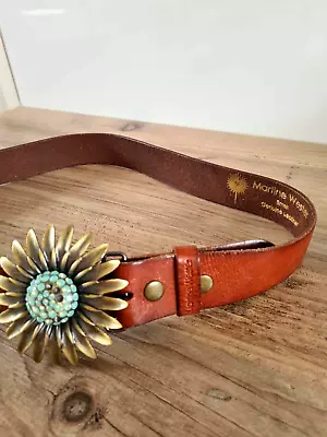 Martine Wester WOMENS TAN LEATHER BELT Size S-USED • £10.50