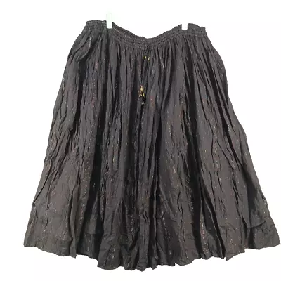 VINTAGE VENEZIA Skirt Size 2X(20W-22W) Metallic Black Woven Pull On Elastic • $29.40