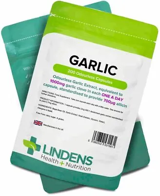 GARLIC CAPSULES (1000mg) Super Garlic (6000mg) Ultra Garlic (15000mg) LINDENS  • £6.99