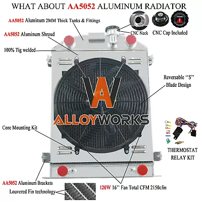 $299 • Buy 4-Row Aluminum Radiator Shroud 12V Fan Fits Ford Model A 1930 1931 Flathead V8