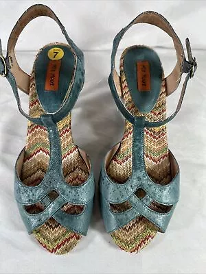 Miz Mooz Teal Open Toe Heeled Sandals Shoes Size 7 • $17.99