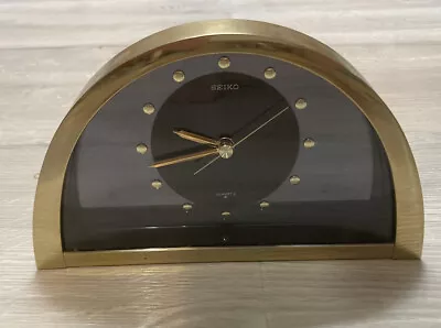 Vintage Seiko Half Moon Gold Tone Quartz Table Mantel Shelf Clock • $33.60