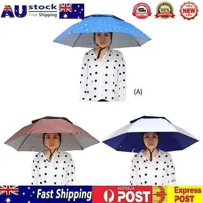$19.49 • Buy Anti-Sun Head-Mounted Headwear Shade Umbrella Hat Foldable For Outdoor