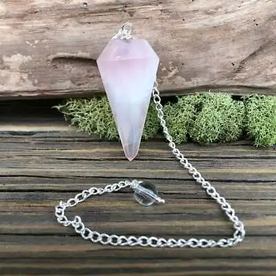 $9 • Buy Rose Quartz Crystal Pendulum - Dowsing Healing Pendulum - Reiki Healing Crystals
