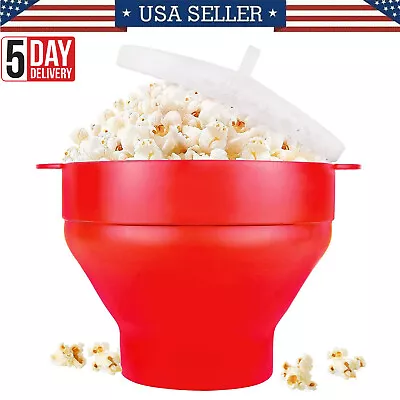 Microwave Silicone Popcorn Popper Maker Collapsible Bowl Hot Air Dishwasher Safe • $9.95