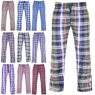 Mens Pyjama Bottoms Stripe Pant Cotton Woven Check Loungewear PJs Soft Nightwear • £6.99