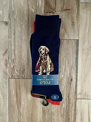 Polo Ralph Lauren Men's Dog Socks 2 Pairs Size 10-13 Designer Red Plaid Holiday • $18.99