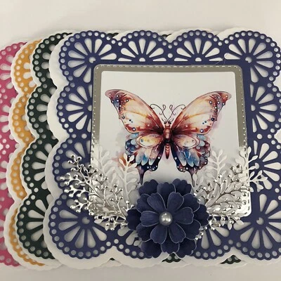 £1.50 • Buy Card Making 12 Base Layering Die Cuts+4 Toppers + Foliage+4 Hand Made Flowers