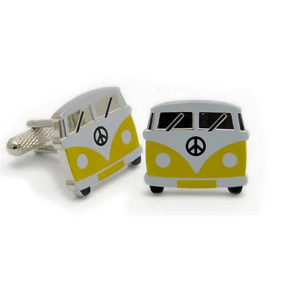 £12.99 • Buy Camper Van VW Cufflinks By Onyx Art New Boxed Yellow CK713
