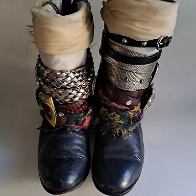 Embellished  Navy Blue Steampunk Costume Cowboy Boots Womens 7.5/8 • $45