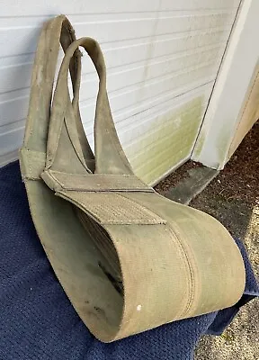 Vintage Canvas Log Firewood Carrier Bag Fireplace 6‘ X 11“ - Possibly WW1 Or WW2 • $65